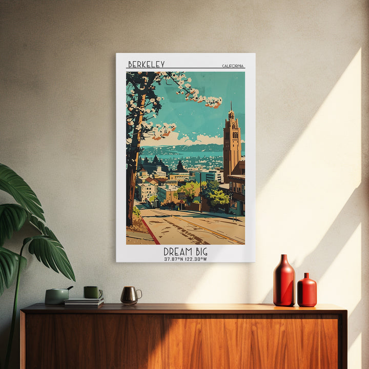 Berkeley Travel Poster, Canvas Print, Retro Travel Poster, City Wall Art, Colorful Wall Art, Travel Prints, Retro Wall Art, Wall Art