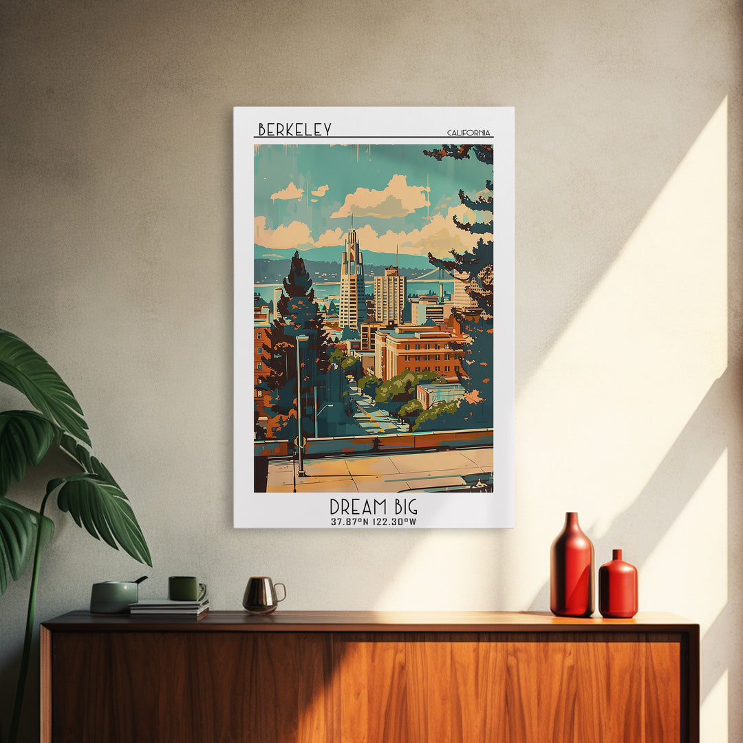 Berkeley California Travel Poster, Canvas Print, Travel Wall Art, City Wall Art, Watercolor Cityscape, Travel Print, Wanderlust Gift
