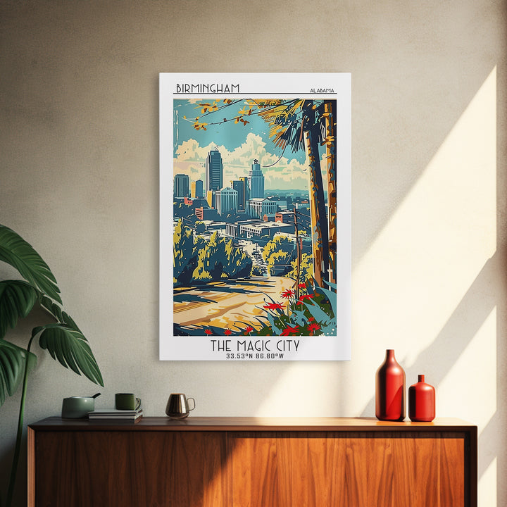 Birmingham Alabama Travel Poster, Canvas Print, Travel Wall Decor, Minimalist Poster, Art Print, Travel Wall Art, City Travel Poster