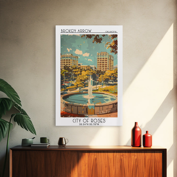 Broken Arrow Oklahoma Travel Poster, Canvas Print, City Travel Poster, Vintage City Poster, Poster Print, Gallery Wall Set, Wall Art