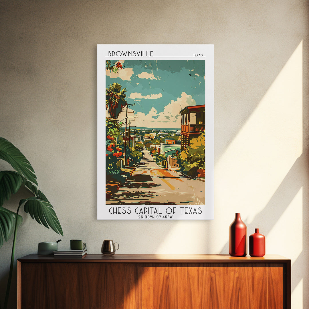 Brownsville Travel Poster, Framed Canvas Print, Poster Print, Travel Wall Art, Gallery Wall Set, Vintage Posters, Retro Travel Print