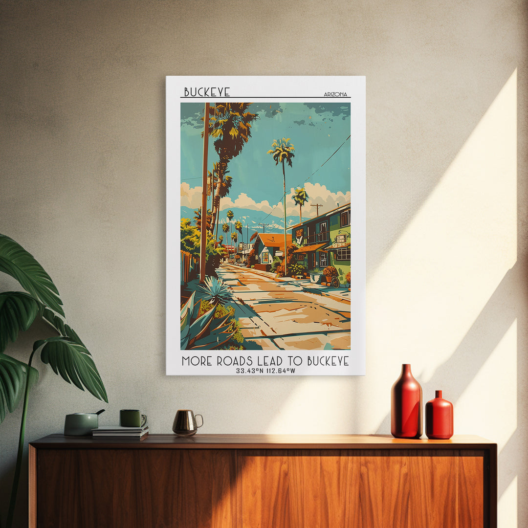 Buckeye Arizona Travel Poster, Canvas Print, Retro Wall Art, Travel Print, Mid Century Wall Art, Retro Travel Poster, Fine Art Print