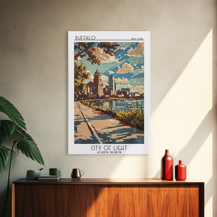 Buffalo New York Travel Poster, Canvas Print, City Art Print, Travel Wall Art, Vintage Travel Print, City Illustration, Poster Print