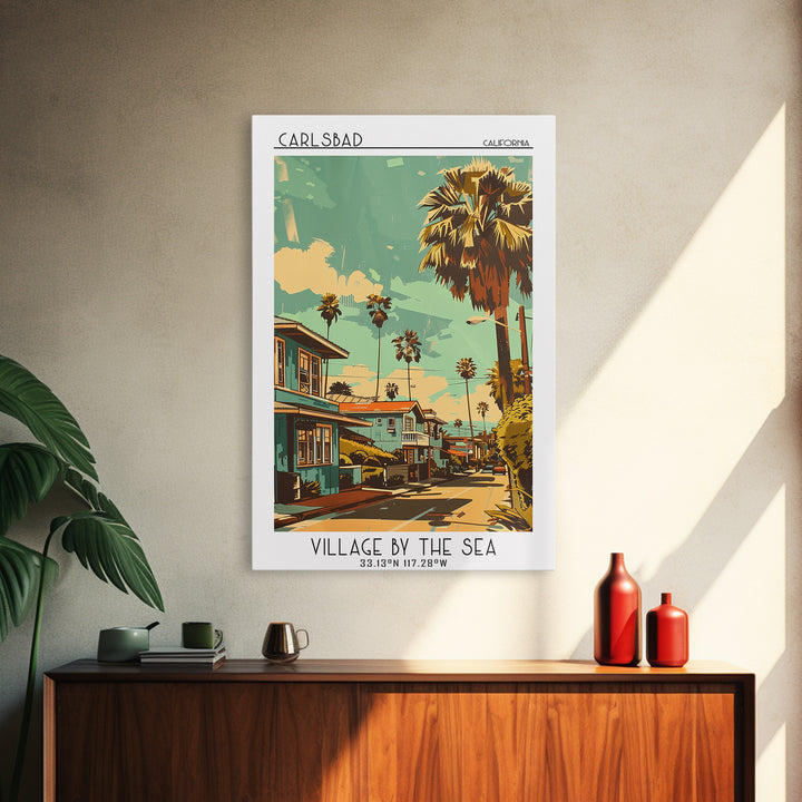 Carlsbad Travel Poster, Framed Canvas Print, City Travel Poster, Travel Wall Decor, Gallery Wall Set, Wall Art, Mid Century Wall Art