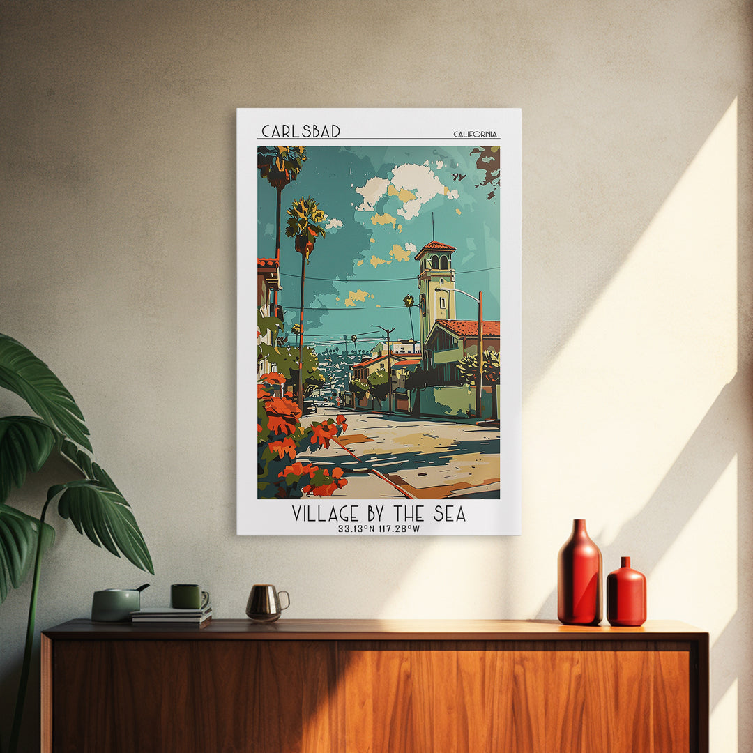 Carlsbad California Travel Poster, Canvas Print, Poster Print, Travel Wall Art, City Travel Poster, Gallery Wall Set, City Art Print