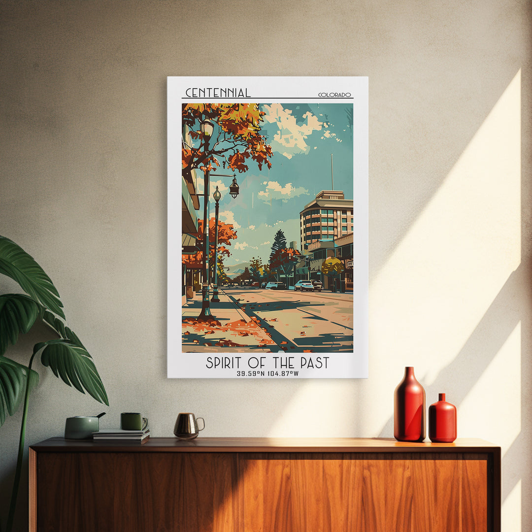 Centennial Colorado Travel Poster, Canvas Print, Retro Wall Art, Travel Print, Colorful Wall Art, Retro Travel Print, Travel Posters