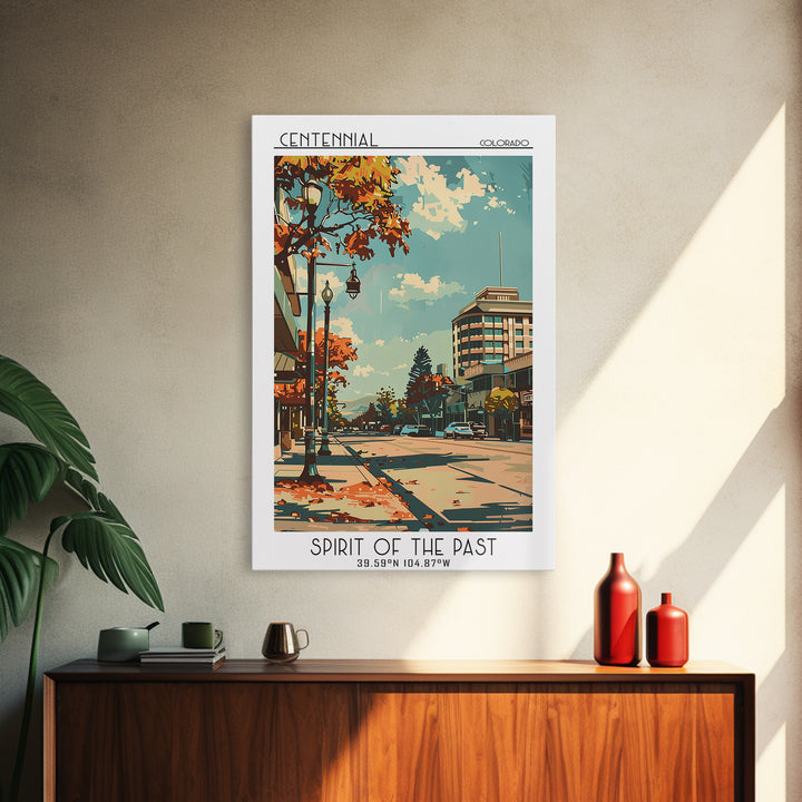 Centennial Colorado Travel Poster, Canvas Print, Retro Wall Art, Travel Print, Colorful Wall Art, Retro Travel Print, Travel Posters