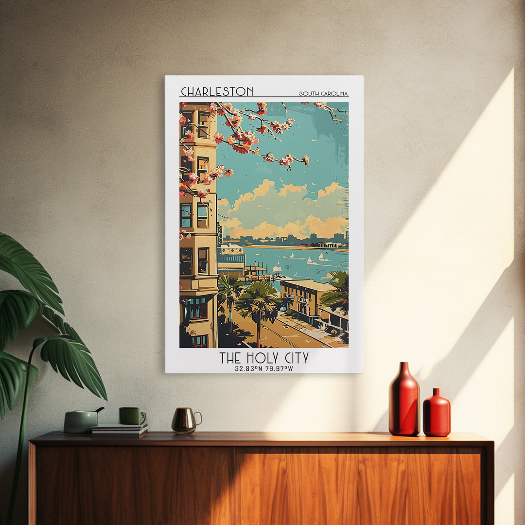 Charleston Travel Poster, Framed Canvas Print, City Travel Poster, Vintage City Poster, Gallery Wall Set, Poster Art, Travel Posters