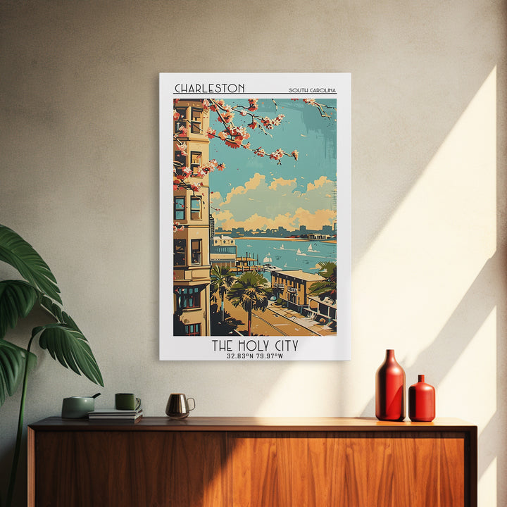 Charleston Travel Poster, Framed Canvas Print, City Travel Poster, Vintage City Poster, Gallery Wall Set, Poster Art, Travel Posters