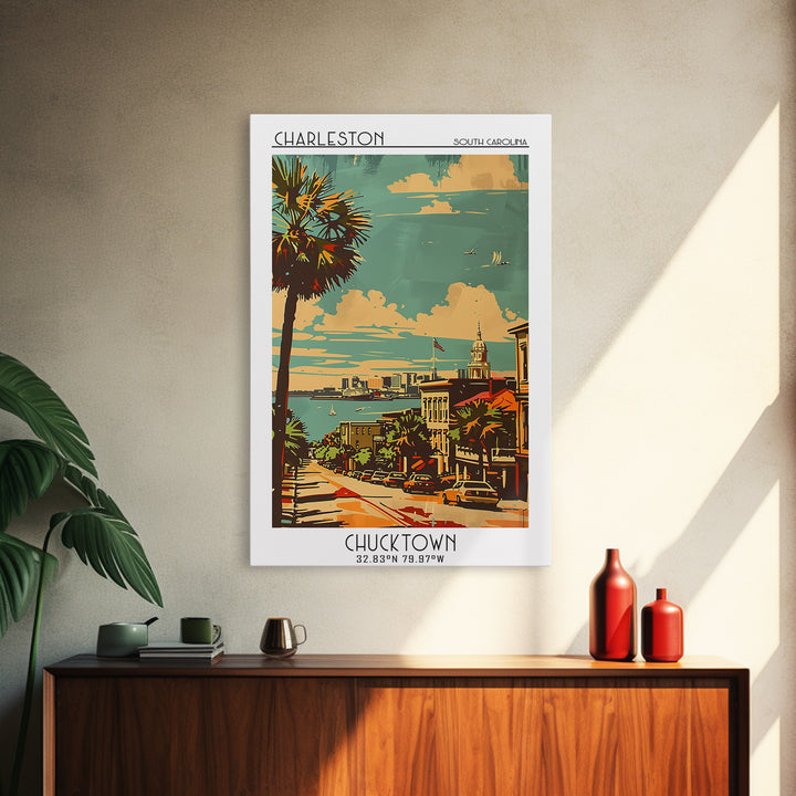 Charleston South Carolina Travel Poster, Canvas Print, City Art Print, Travel Wall Art, City Travel Poster, Vintage Poster, Wall Art
