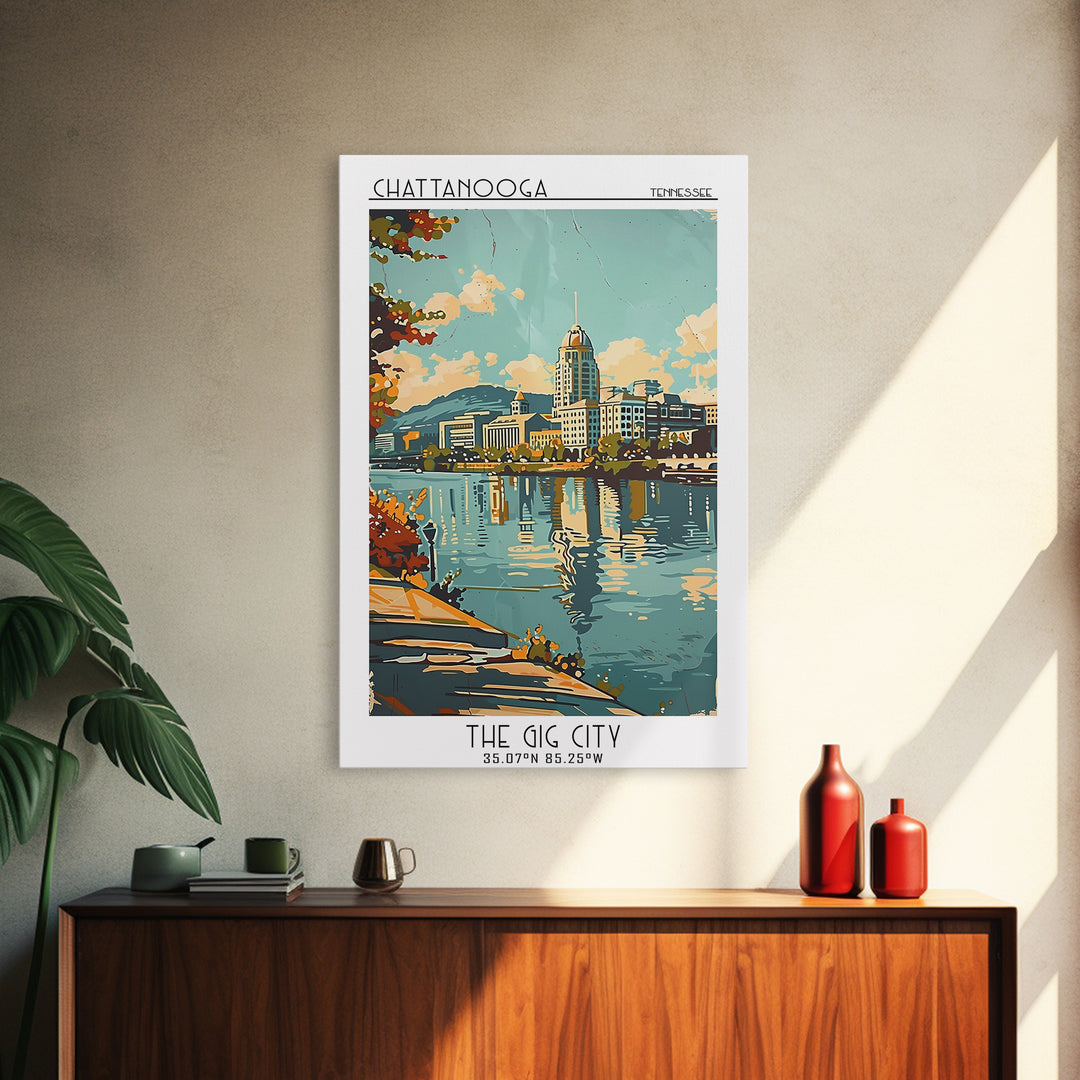 Chattanooga Tennessee Travel Poster, Framed Canvas Print, Travel Wall Decor, Minimalist Poster, City Travel Poster, Travel Art Print