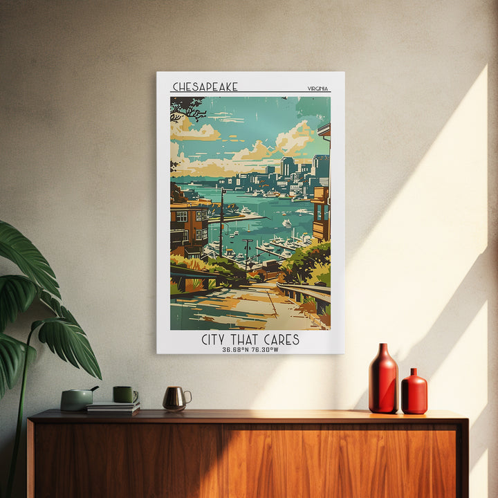 Chesapeake Travel Poster, Framed Canvas Print, Vintage Travel Print, City Wall Art, Fine Art Print, Vintage Travel, Gallery Wall Set