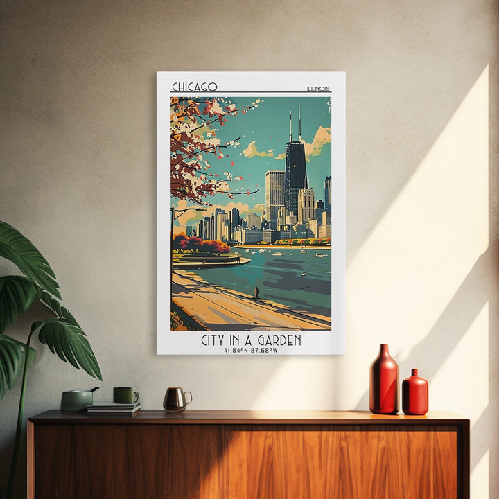 Chicago Illinois Travel Poster, Canvas Print, City Travel Poster, Vintage City Poster, Poster Print, City Wall Art, Gallery Wall Set
