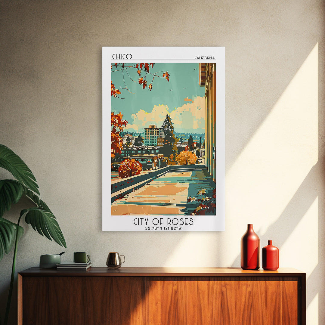 Chico Travel Poster, Canvas Print, Poster Print, Travel Wall Art, Vintage Travel, Minimalist Poster, Gallery Wall Set, Landscape Art