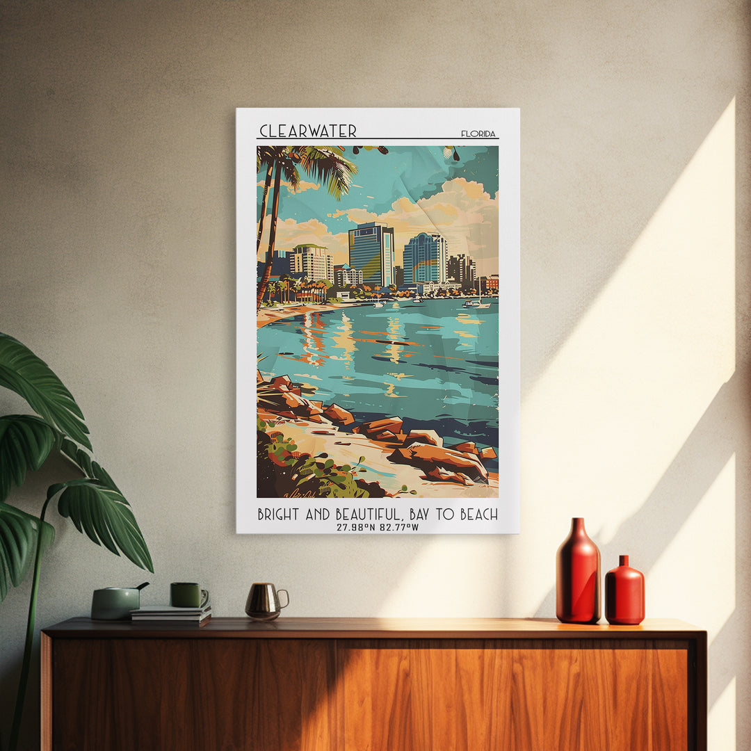 Clearwater Travel Poster, Canvas Print, Travel Art Print, Modern Wall Decor, Travel Wall Art, Home Decor, Travel Decor, Poster Print