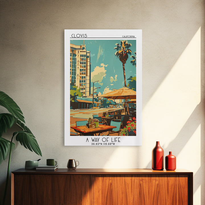 Clovis Travel Poster, Framed Canvas Print, Travel Wall Art, City Wall Art, Vintage Travel Print, Travel Art Print, Minimalist Poster
