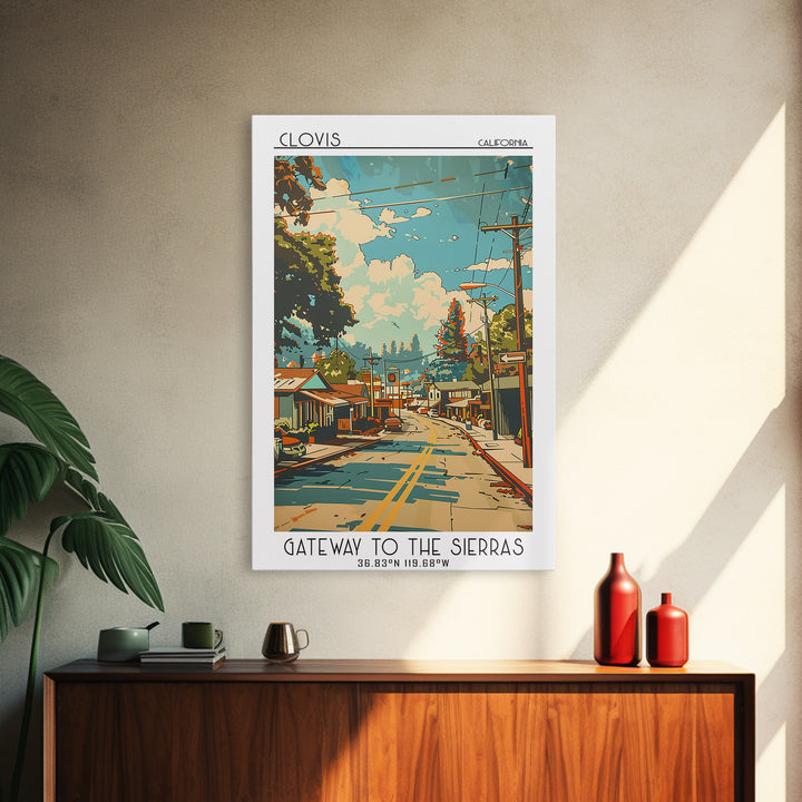 Clovis California Travel Poster, Framed Canvas Print, Travel Wall Art, City Wall Art, Fine Art Print, Wall Art, Vintage Travel Print