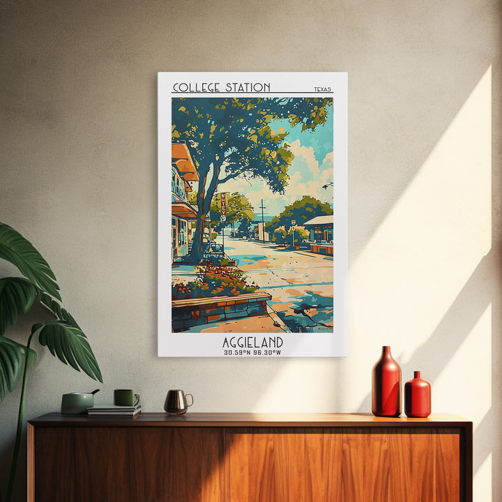 College Station Travel Poster, Framed Canvas Print, Poster Print, Travel Wall Art, Fine Art Print, City Travel Poster, Landscape Art