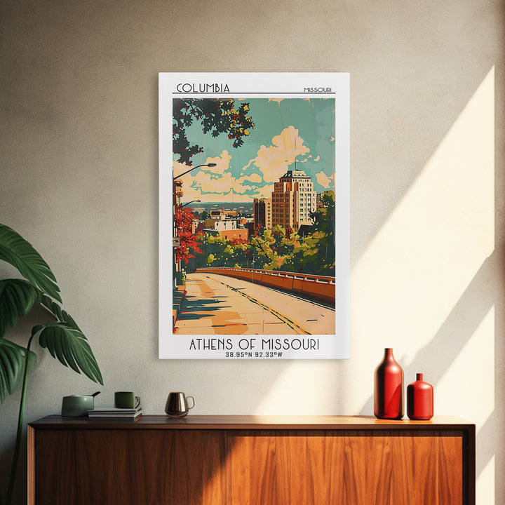 Columbia Travel Poster, Framed Canvas Print, Travel Art Print, Modern Wall Decor, Wanderlust Gift, Retro Travel Print, Travel Prints