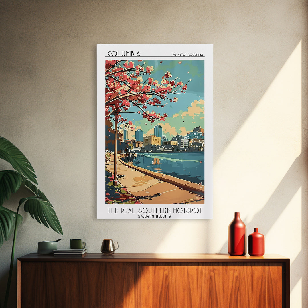 Columbia South Carolina Travel Poster, Canvas Print, City Travel Poster, Travel Wall Decor, Fine Art Print, Art Print, Landscape Art