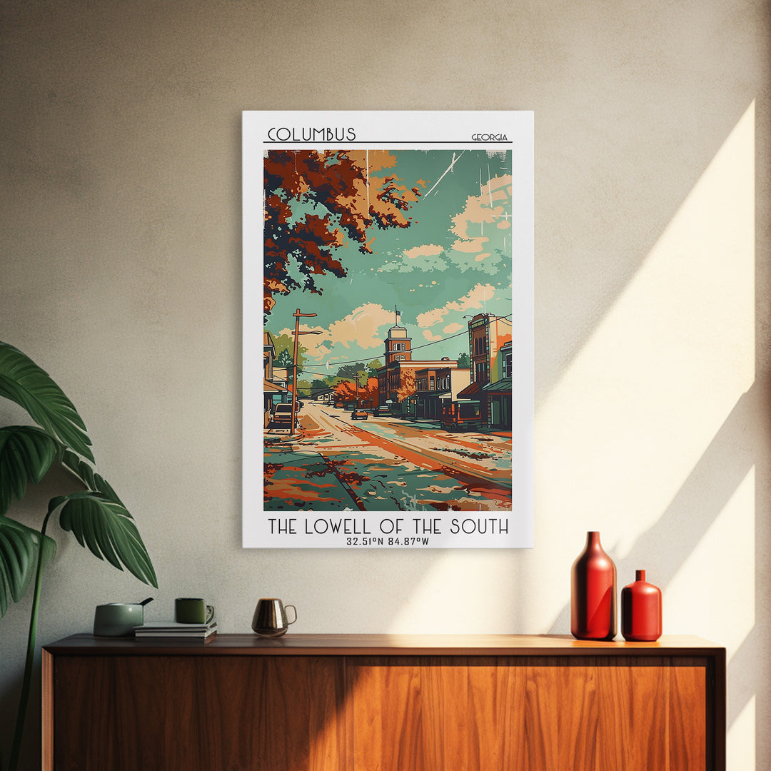 Columbus Georgia Travel Poster, Framed Canvas Print, City Travel Poster, Travel Wall Decor, Travel Prints, Fine Art Print, Art Print