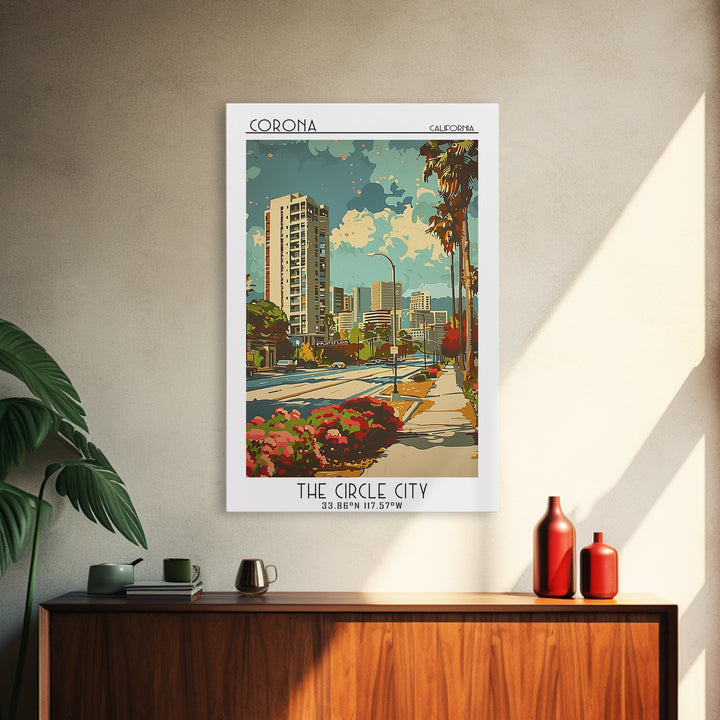 Corona California Travel Poster, Canvas Print, City Art Print, Travel Wall Art, Travel Wall Decor, Modern Wall Decor, Fine Art Print