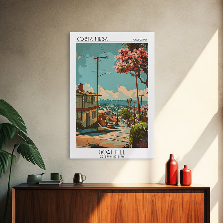 Costa Mesa Travel Poster, Canvas Print, Travel Prints, Landscape Art, Travel Wall Decor, Travel Wall Art, Poster Art, Retro Wall Art