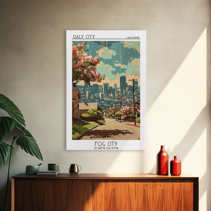 Daly City California Travel Poster, Canvas Print, Poster Print, Travel Wall Art, Vintage Posters, Retro Wall Art, Vintage Travel Art
