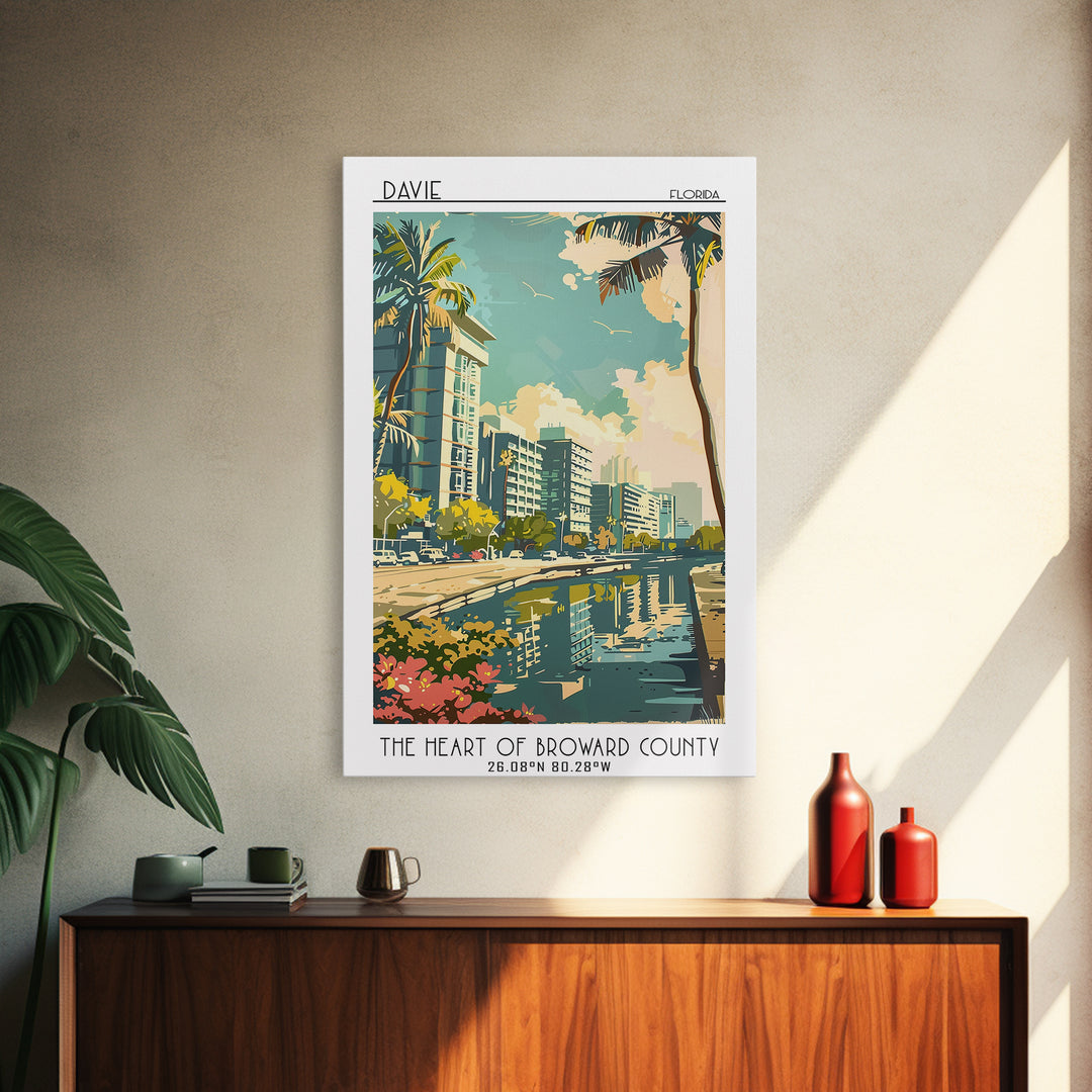 Davie Florida Travel Poster, Canvas Print, Retro Travel Poster, City Wall Art, Vintage City Poster, Vintage Poster, Gallery Wall Set