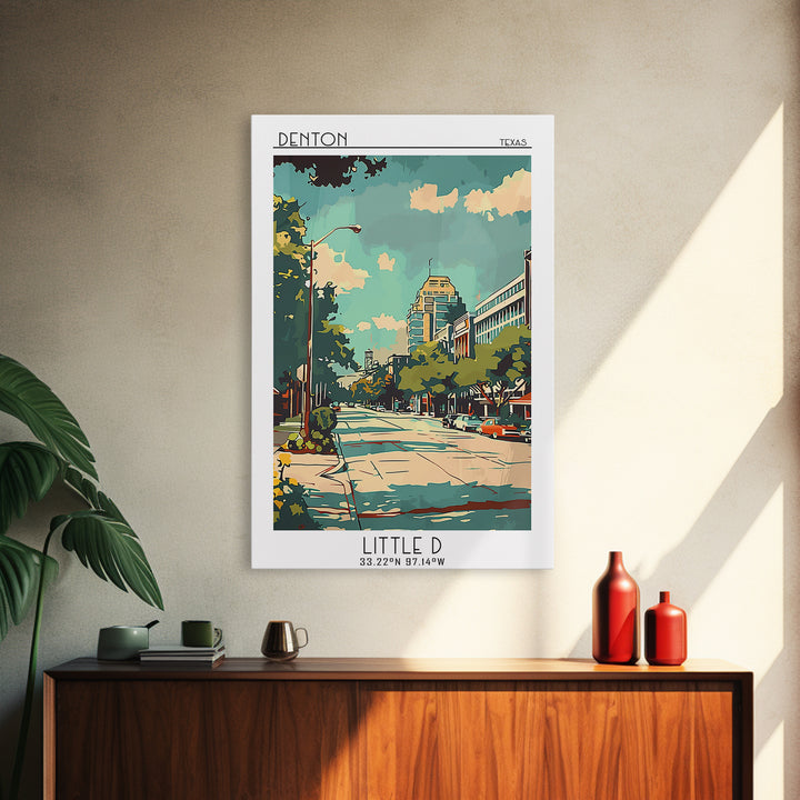 Denton Texas Travel Poster, Framed Canvas Print, City Travel Poster, Travel Wall Art, Poster Print, Fine Art Print, Travel Art Print