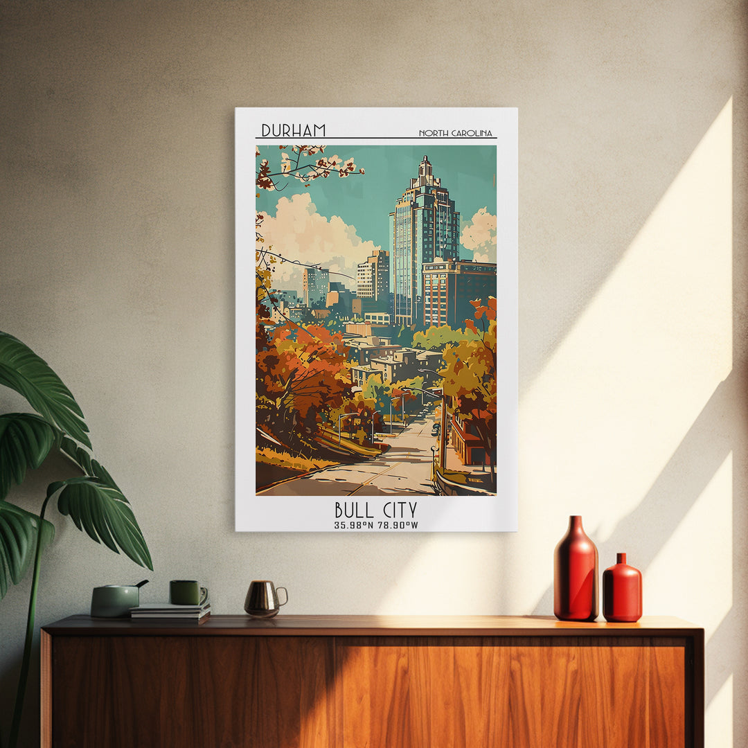 Durham North Carolina Travel Poster, Canvas Print, City Art Print, Travel Wall Art, Travel Posters, City Illustration, City Wall Art