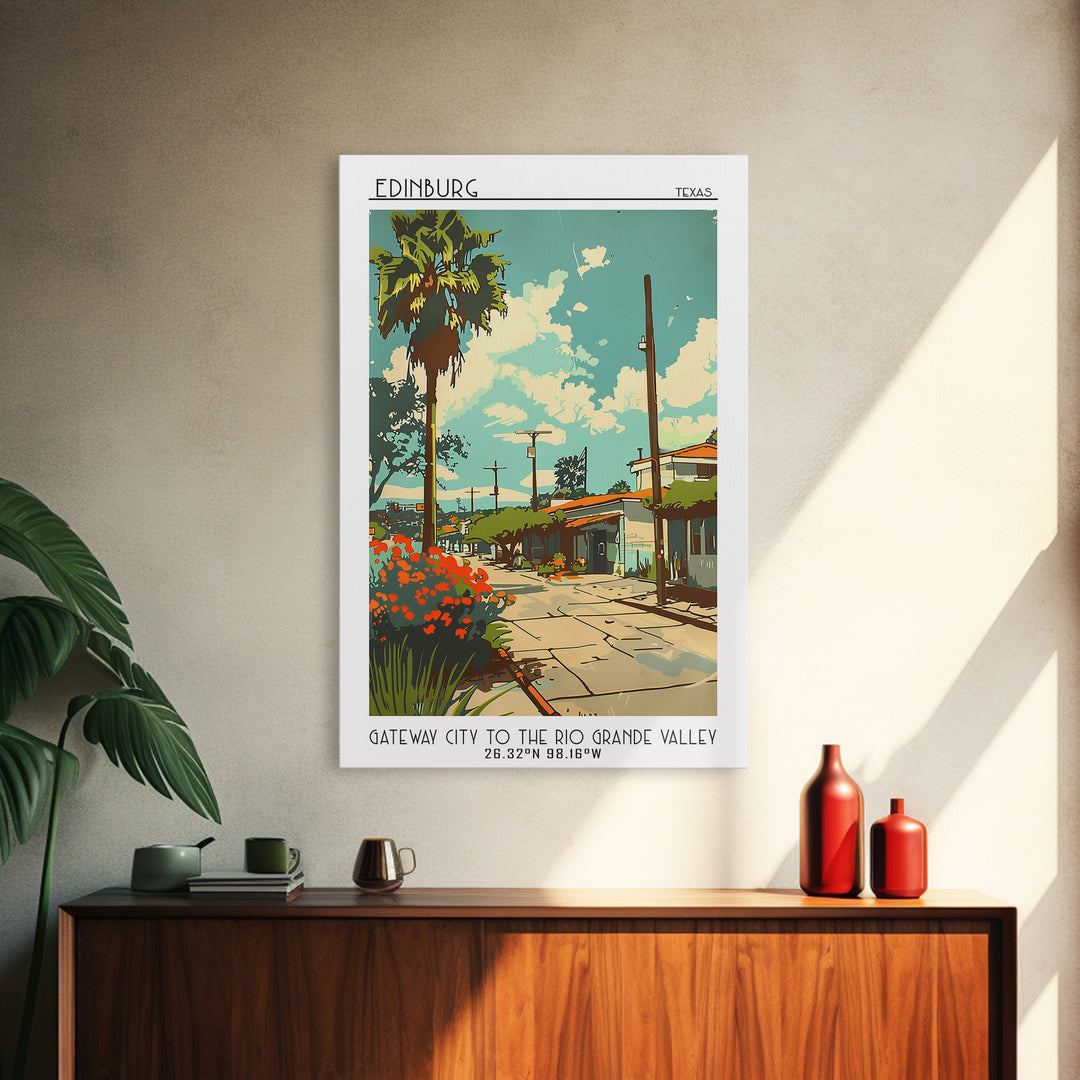 Edinburg Travel Poster, Framed Canvas Print, Retro Travel Poster, City Wall Art, City Illustration, Minimalist Poster, Travel Prints