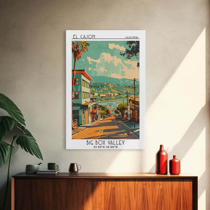 El Cajon Travel Poster, Framed Canvas Print, Poster Print, Travel Wall Art, Home Office Decor, City Travel Poster, City Illustration