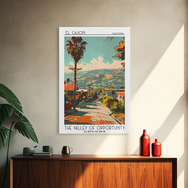El Cajon California Travel Poster, Canvas Print, Travel Wall Art, City Wall Art, Wanderlust Gift, Vintage Travel Print, Poster Print
