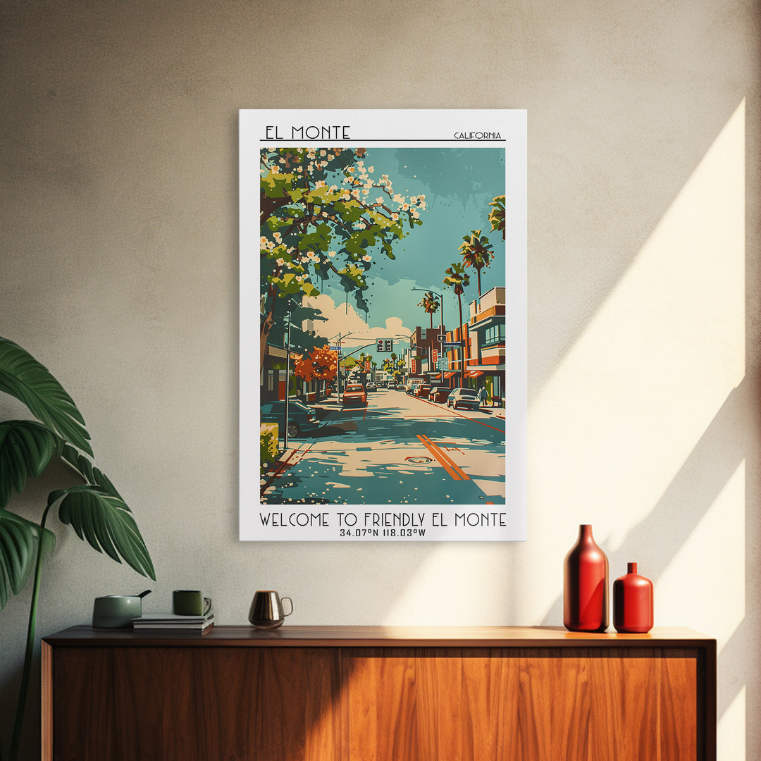 El Monte Travel Poster, Canvas Print, City Travel Poster, Travel Wall Decor, Landscape Art, City Wall Art, Fine Art Print, Art Print