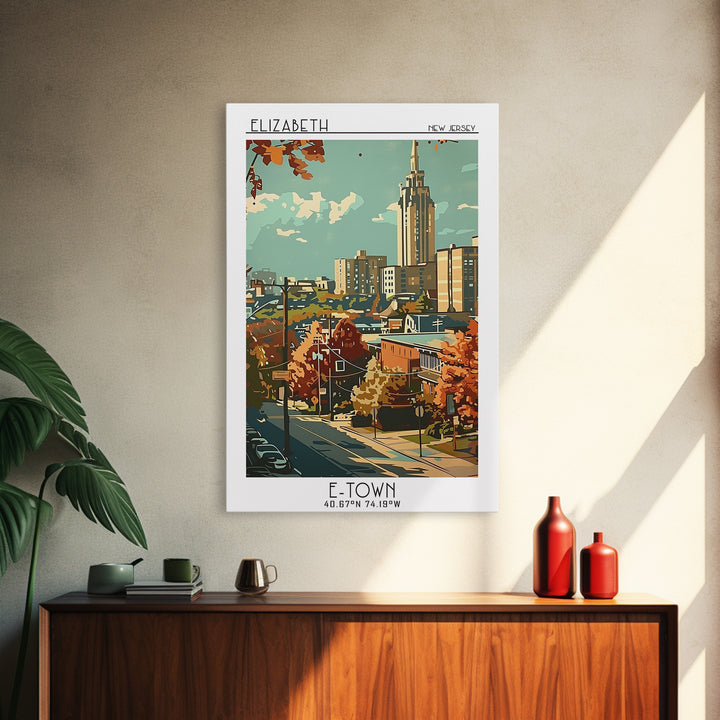 Elizabeth Travel Poster, Framed Canvas Print, City Travel Poster, Vintage City Poster, Retro Wall Art, Vintage Travel, Travel Prints