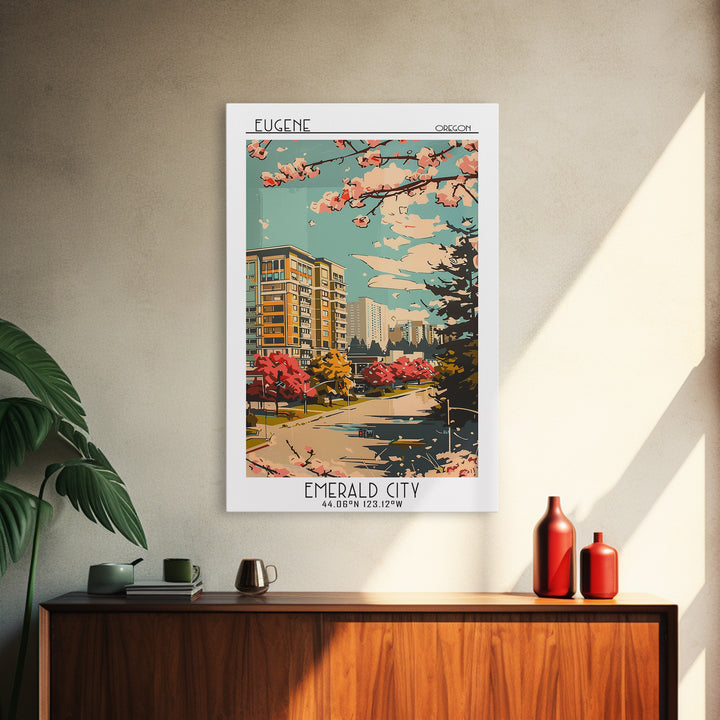 Eugene Travel Poster, Framed Canvas Print, City Travel Poster, Vintage City Poster, Landscape Art, Gallery Wall Set, Wanderlust Gift