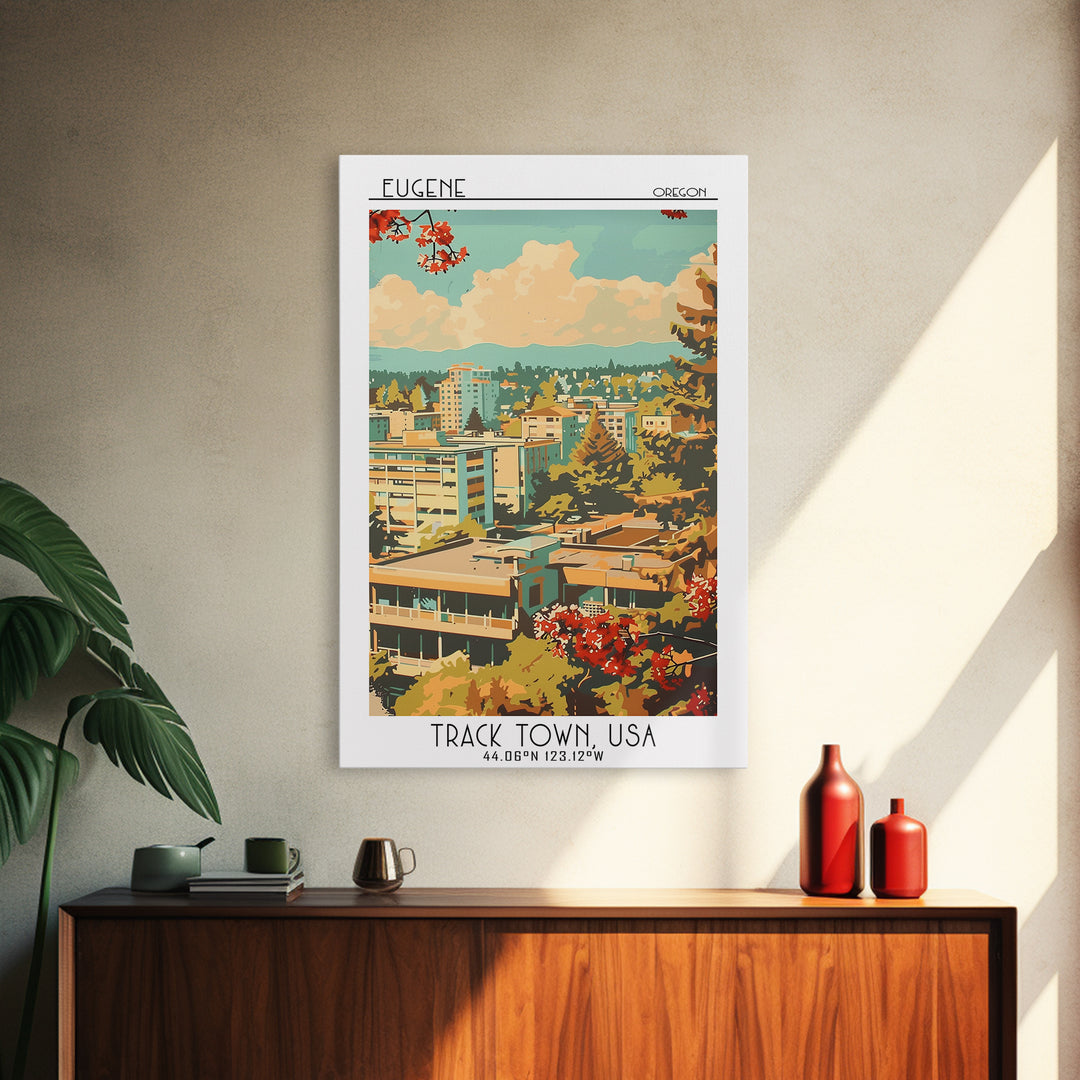 Eugene Oregon Travel Poster, Canvas Print, City Travel Poster, Travel Wall Decor, Wanderlust Gift, Travel Wall Art, Gallery Wall Set