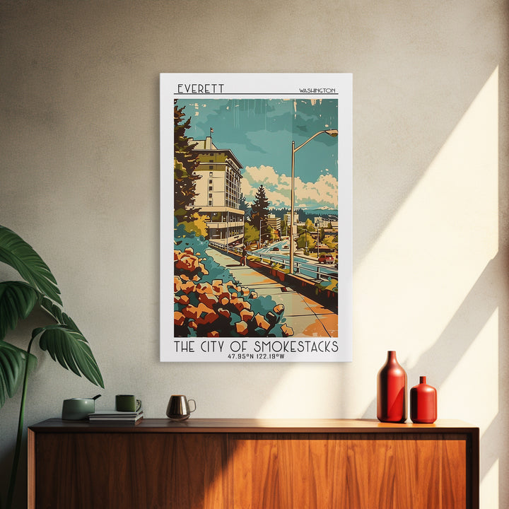 Everett Travel Poster, Canvas Print, Poster Print, Travel Wall Art, Gallery Wall Set, Retro Travel Poster, Art Print, City Art Print