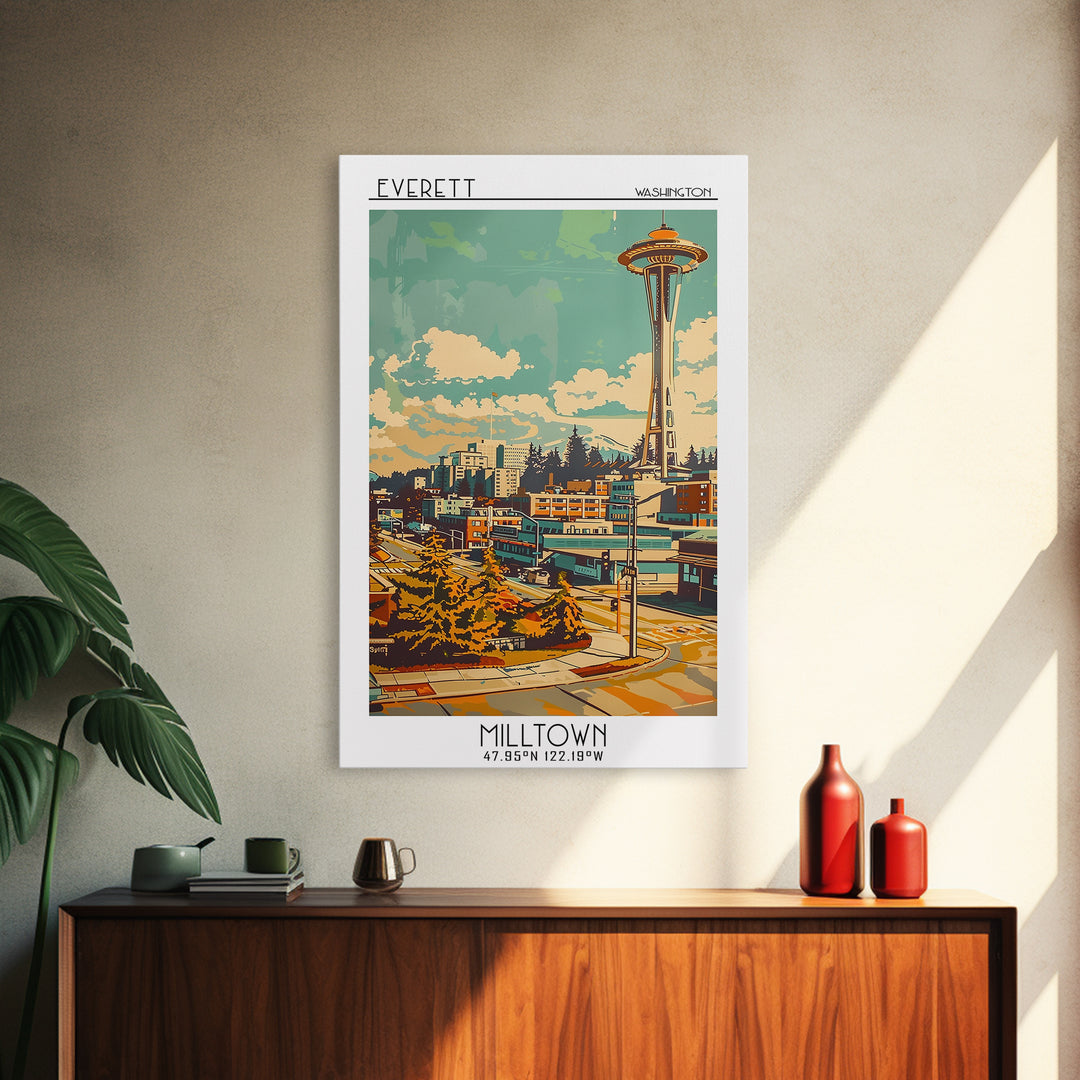 Everett Washington Travel Poster, Canvas Print, City Travel Poster, Travel Wall Decor, Wanderlust Gift, Landscape Art, Travel Prints