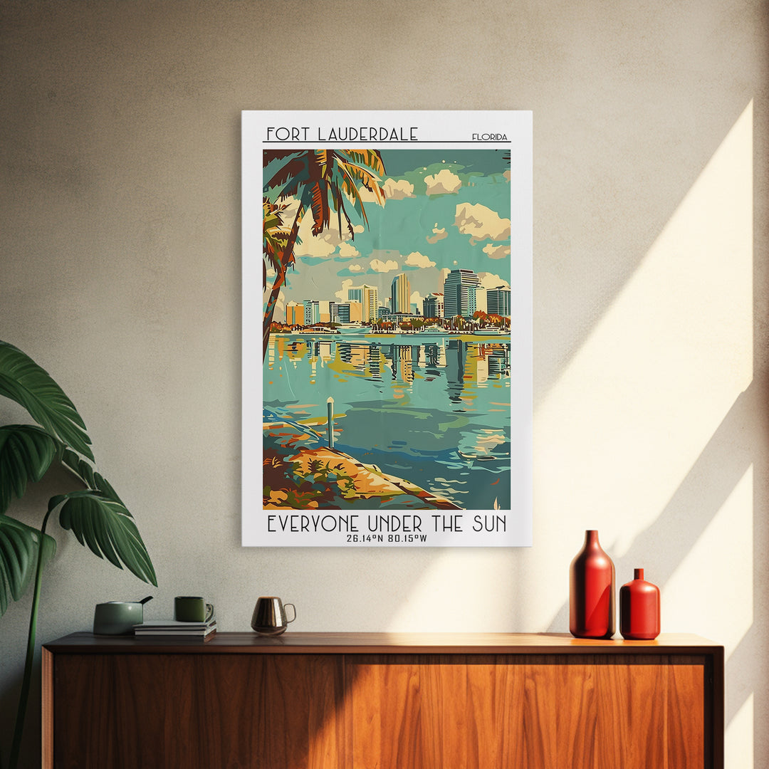 Fort Lauderdale Florida Travel Poster, Framed Canvas Print, Travel Wall Decor, Minimalist Poster, Gallery Wall Set, Travel Art Print