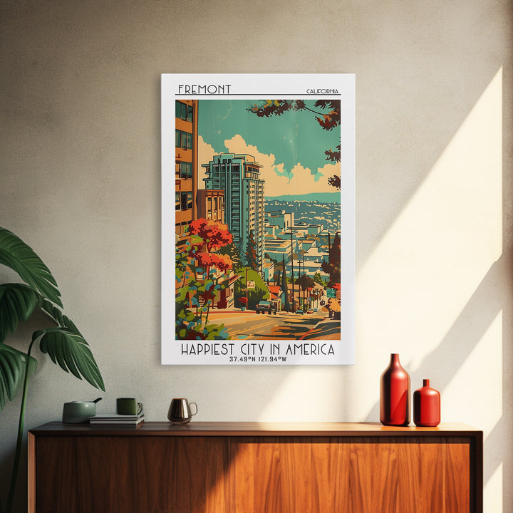 Fremont California Travel Poster, Framed Canvas Print, City Travel Poster, Travel Wall Art, Retro Travel Poster, Vintage City Poster