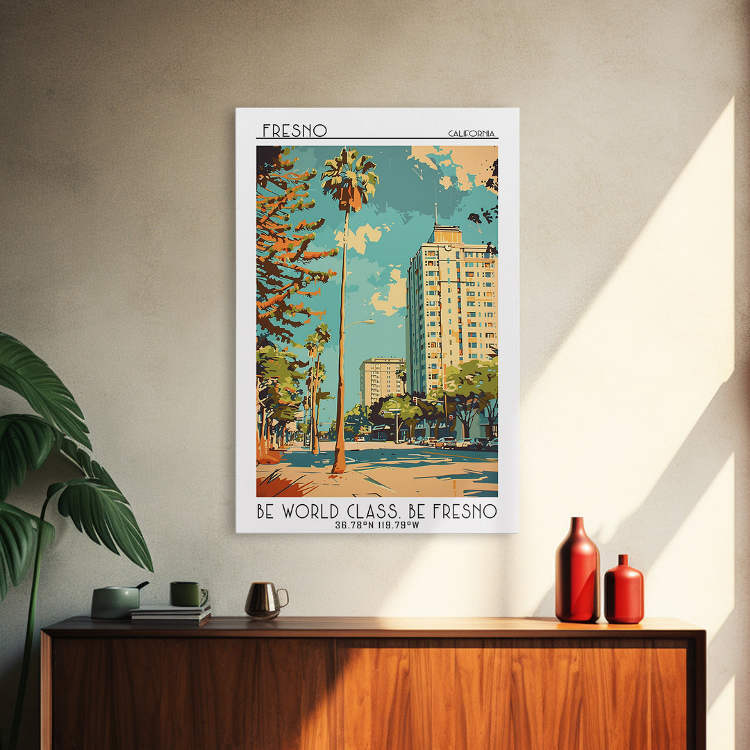 Fresno Travel Poster, Framed Canvas Print, Poster Print, Travel Wall Art, City Travel Poster, Travel Print, Travel Posters, Wall Art