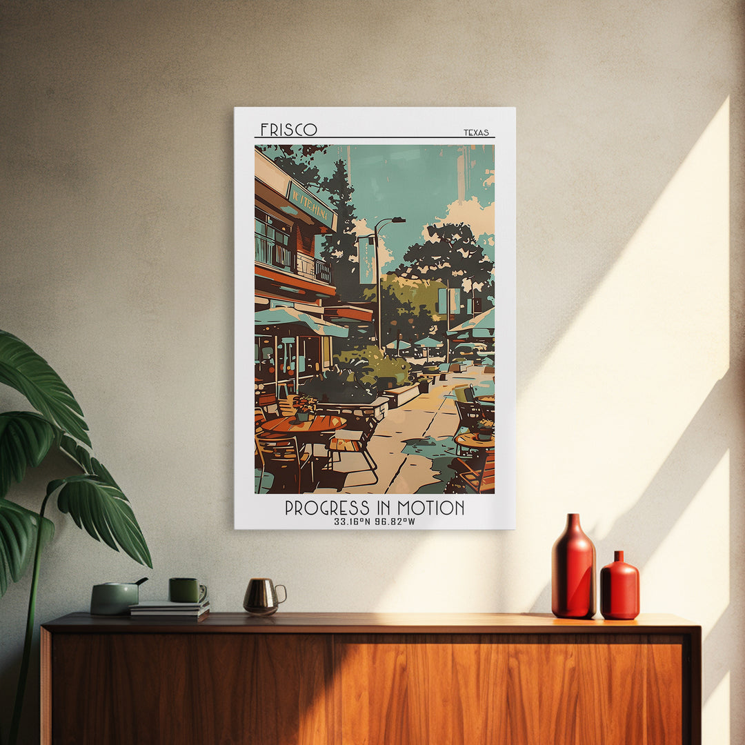Frisco Texas Travel Poster, Canvas Print, City Travel Poster, Travel Wall Art, Landscape Art, Modern Wall Decor, Retro Travel Poster