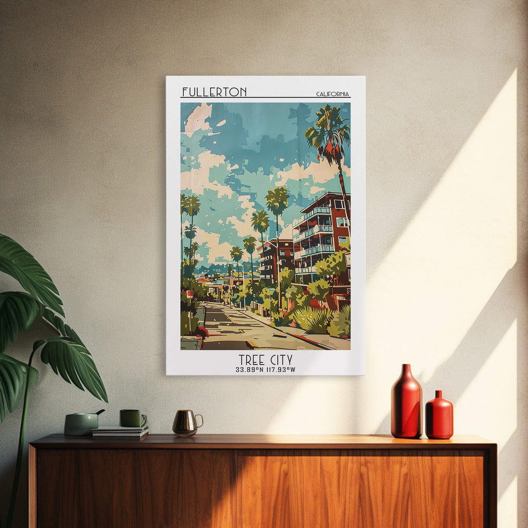 Fullerton Travel Poster, Canvas Print, City Travel Poster, Vintage City Poster, Minimalist Poster, Retro Travel Print, City Wall Art