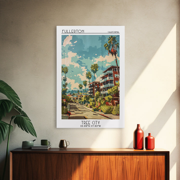 Fullerton Travel Poster, Canvas Print, City Travel Poster, Vintage City Poster, Minimalist Poster, Retro Travel Print, City Wall Art