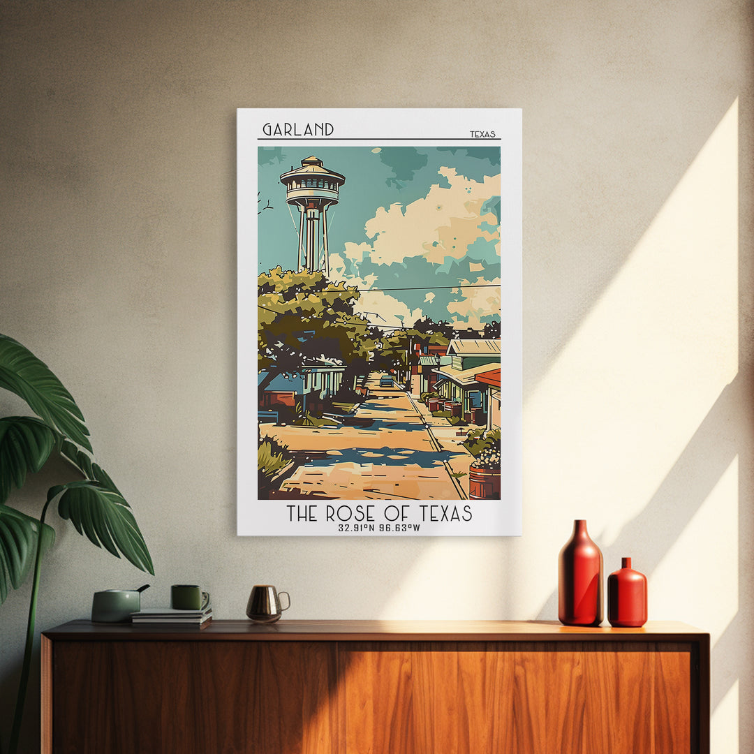 Garland Travel Poster, Framed Canvas Print, Travel Wall Decor, Minimalist Poster, Travel Art Print, Gallery Wall Set, Retro Wall Art
