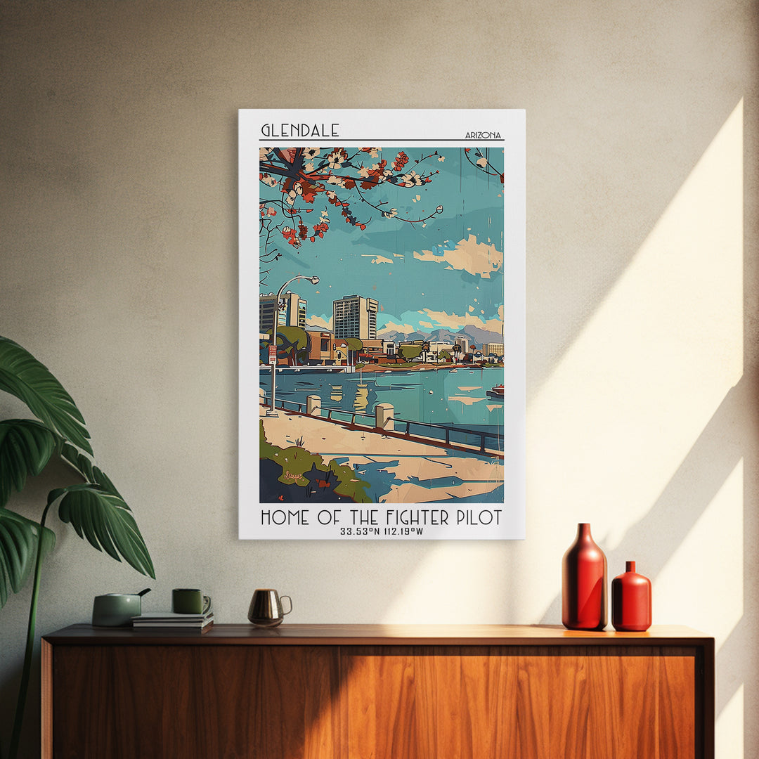 Glendale Travel Poster, Framed Canvas Print, Vintage Travel Print, City Wall Art, Vintage Poster, Vintage Travel Art, Travel Posters