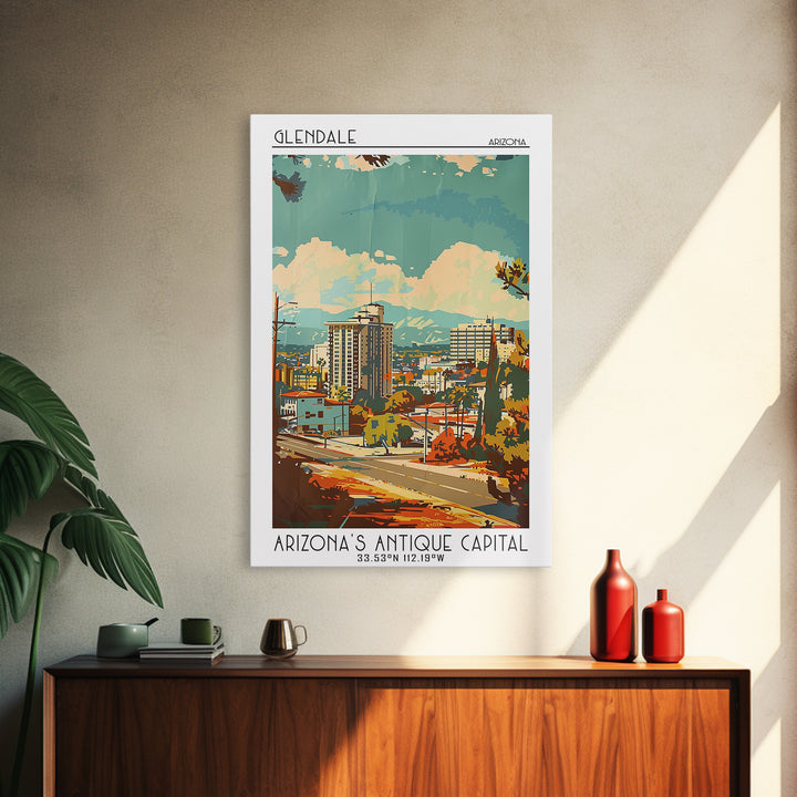Glendale Arizona Travel Poster, Framed Canvas Print, Poster Print, Travel Wall Art, Minimalist Poster, Travel Prints, Fine Art Print
