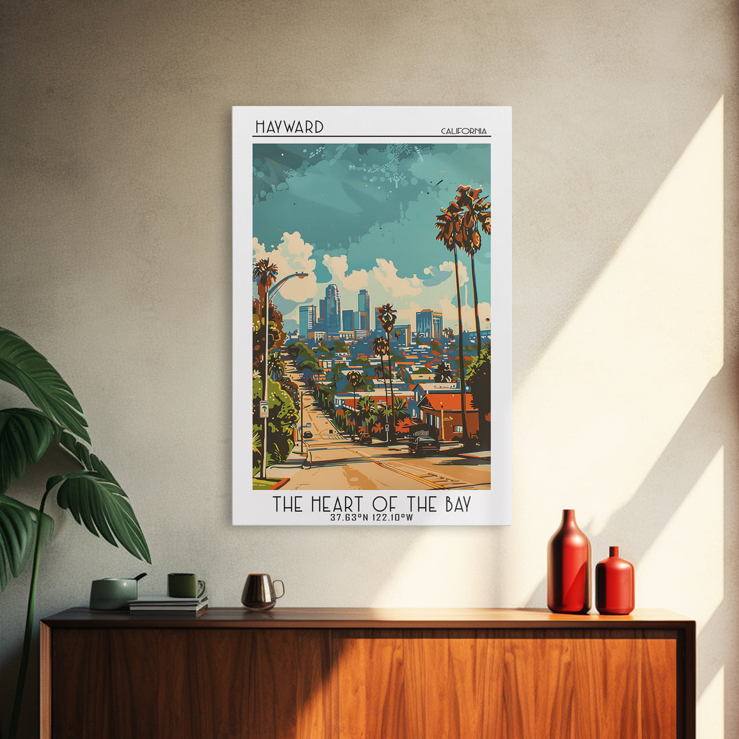 Hayward California Travel Poster, Canvas Print, Retro Travel Poster, City Wall Art, Travel Print, Travel Art Print, Gallery Wall Set